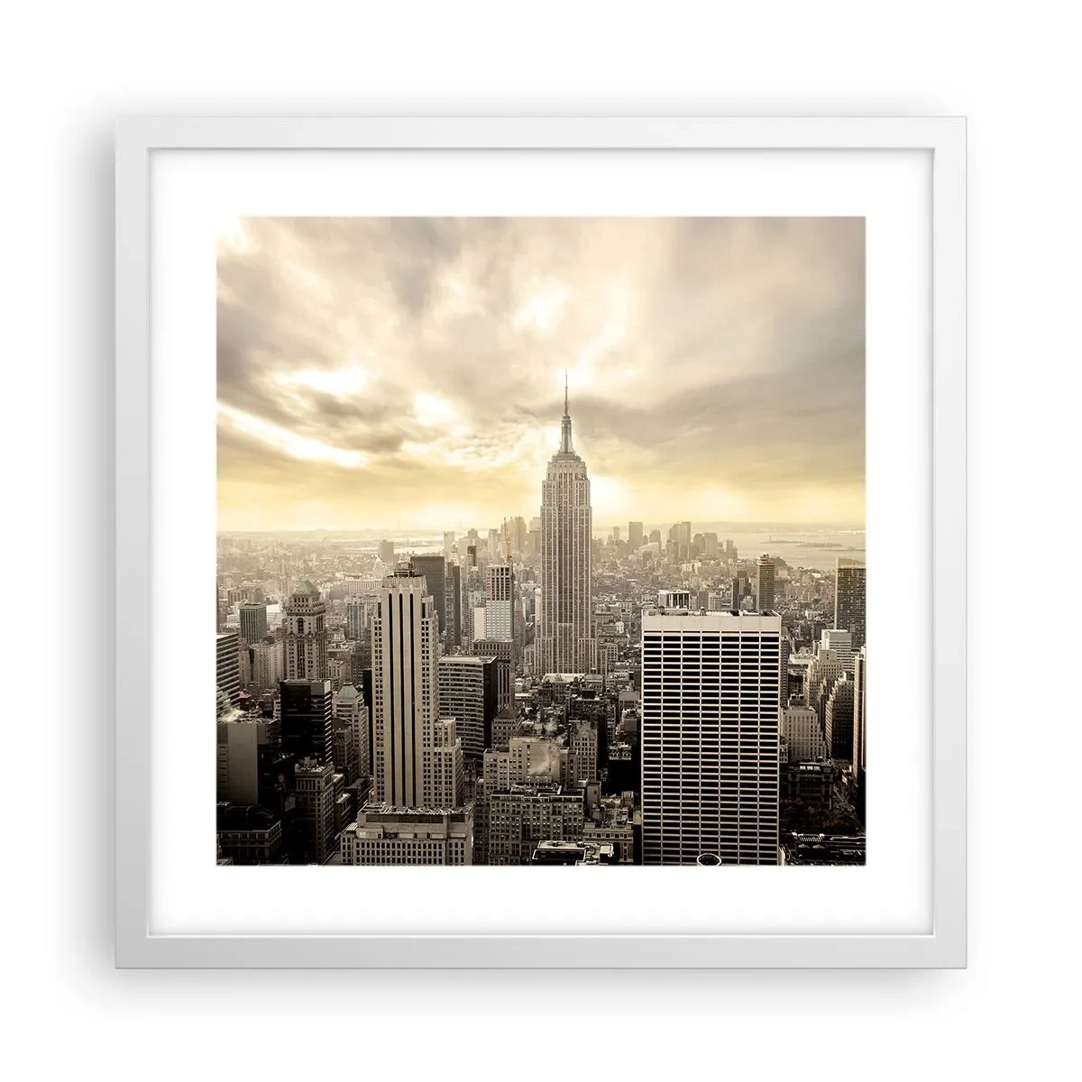 Poster in einem weißen Rahmen - New York aus Grau - 40x40 cm