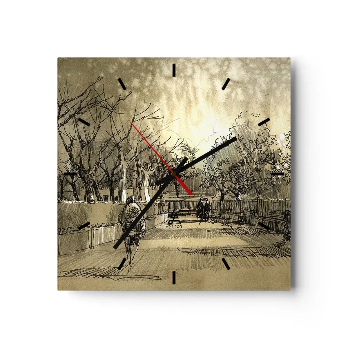 Wanduhr - Glasuhr - Ein Moment mit einer Feder angehalten - 40x40 cm
