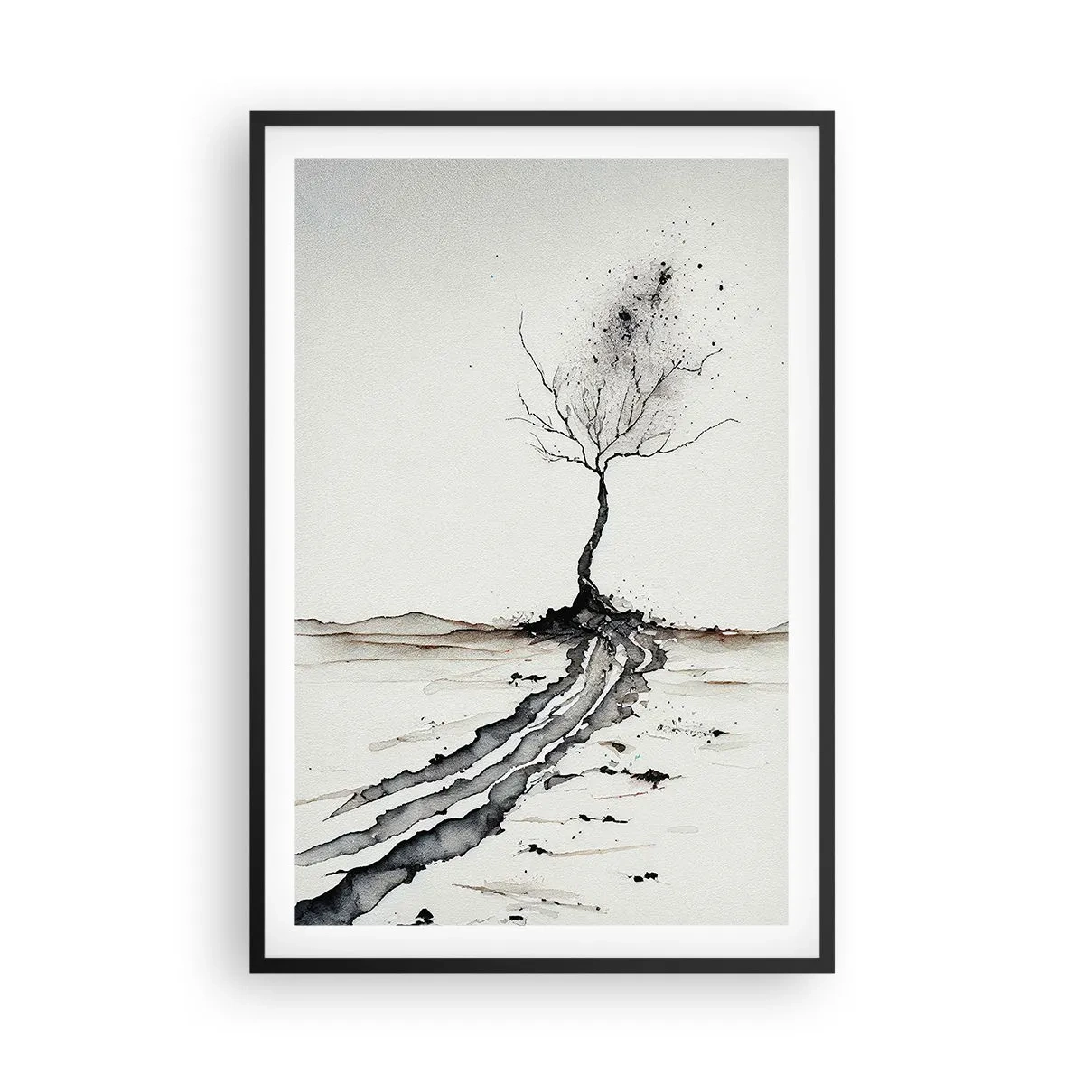 Poster in einem schwarzem Rahmen - Wintermelancholie - 61x91 cm