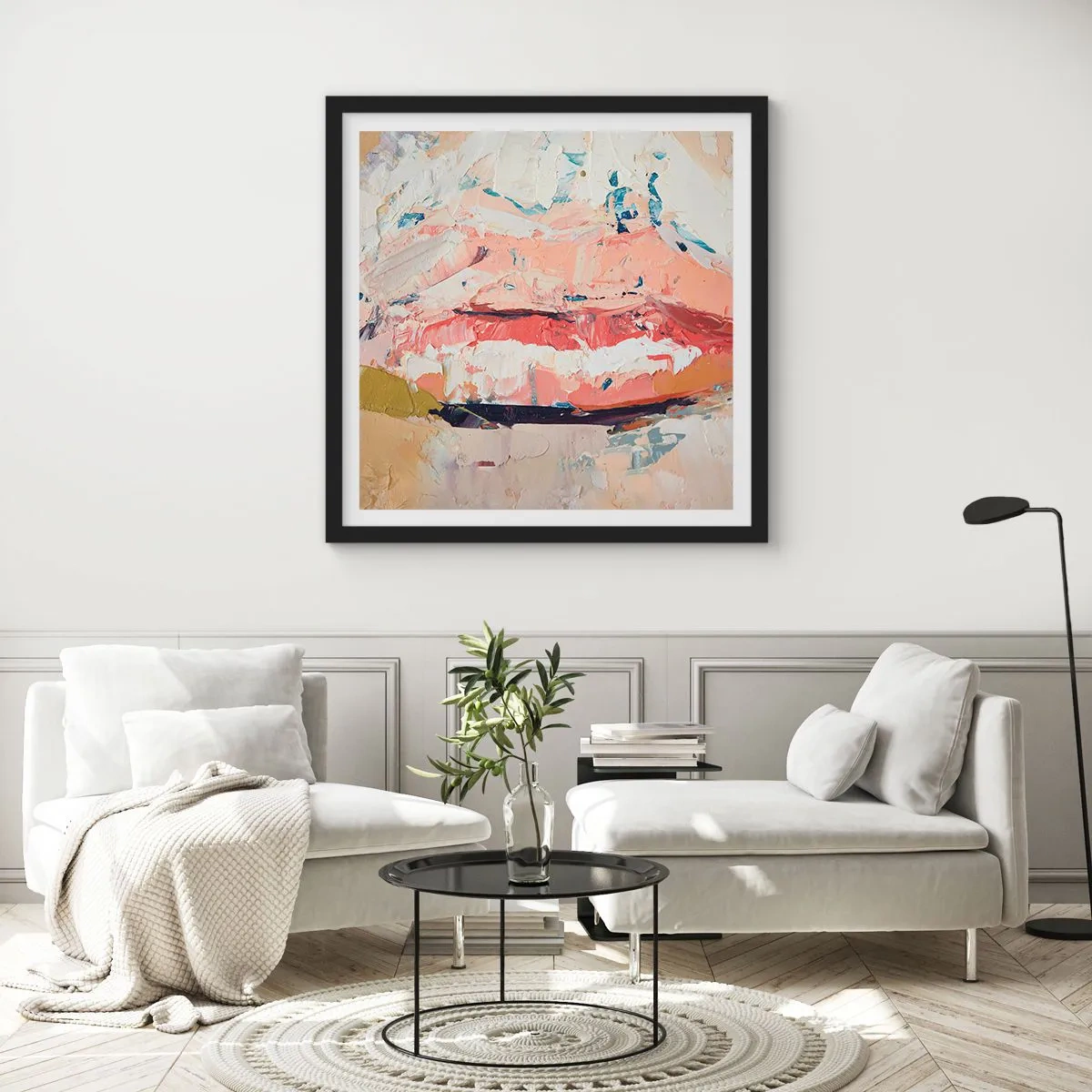 Poster in einem schwarzem Rahmen - Es weckt die Sinne - 60x60 cm