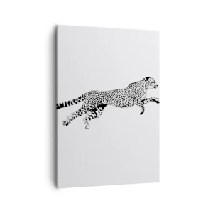 Bild auf Leinwand - Leinwandbild - Minimalistische Grafik eines Geparden in Bewegung - 50x70cm - Der schnellste der Welt - Moderne Wanddekoration für Wohnzimmer und Schlafzimmer ARTTOR