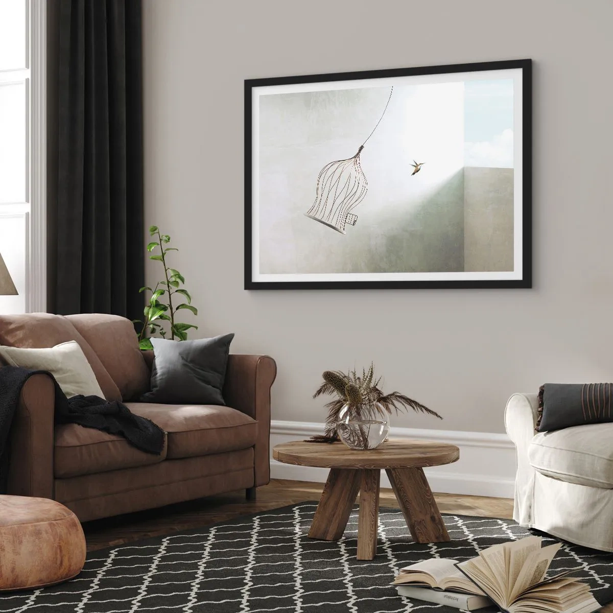 Poster in einem schwarzem Rahmen - In seinem Element - 40x30 cm