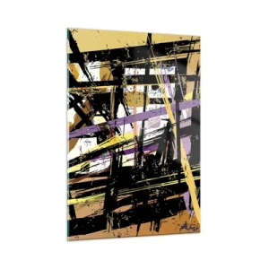 Glasbild - Bild auf glas - Abstrakte geometrische Komposition in scharfen Linien - 50x70cm - Ein scharfer Schnitt - Moderne Wanddekoration für Wohnzimmer und Schlafzimmer ARTTOR