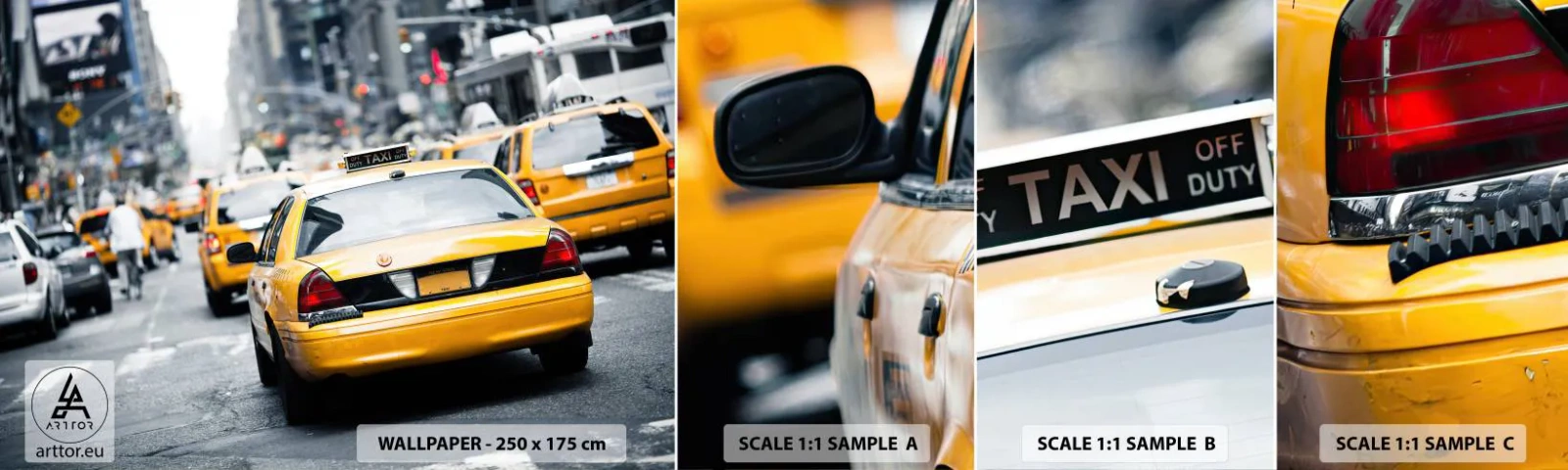 Fototapetenmuster Standard Eco - Nur in dieser Stadt - Stadt, New York, Taxi - 100x30 cm