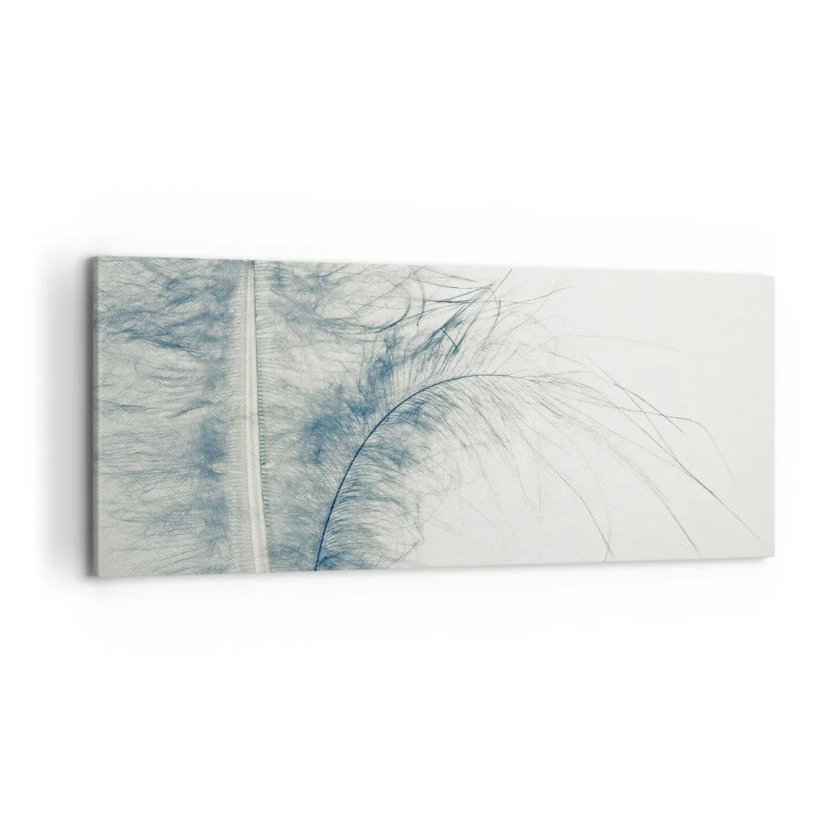 Bild auf Leinwand - Leinwandbild - Eine zarte Feder in Pastelltönen auf hellem Untergrund - 120x50cm - Flüstern der Natur - Moderne Wanddekoration für Wohnzimmer und Schlafzimmer ARTTOR