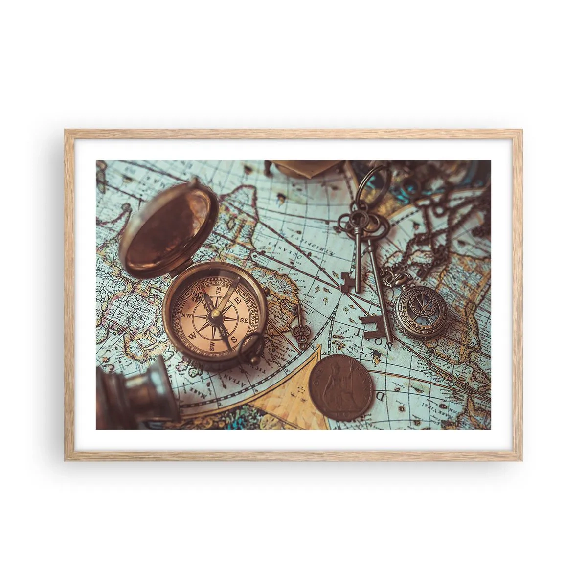 Poster in einem Rahmen aus heller Eiche - Für den Abenteurer - 70x50 cm
