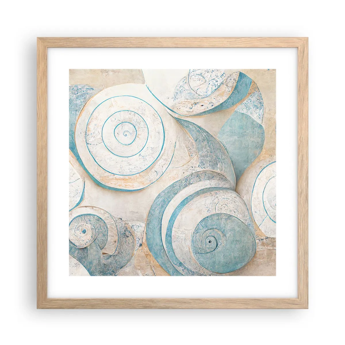 Poster in einem Rahmen aus heller Eiche - Was verbirgt sich in der Muschel? - 40x40 cm