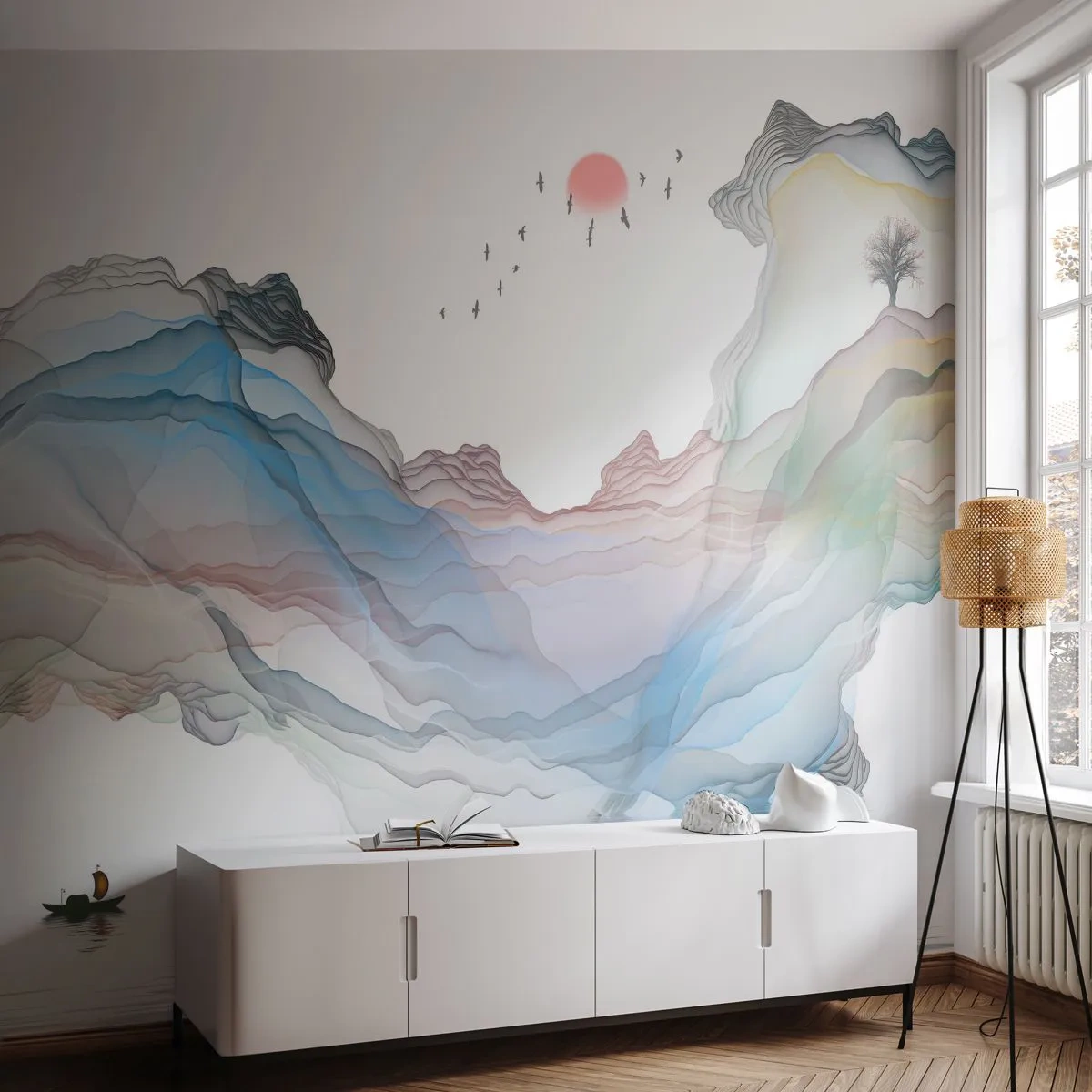 Selbstklebende Fototapete Deluxe Sticker - Zu den Kristallbergen - Abstraktion, Fantasie, Landschaft - 450x315 cm