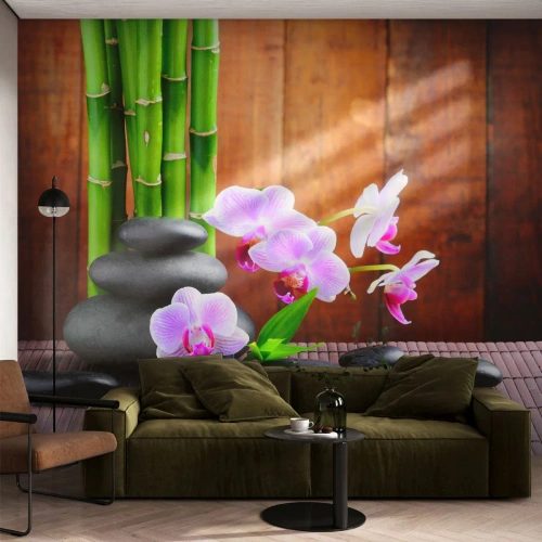 Fototapete Premium Sand - Treffen Sie die Freuden des Ostens - Blumen, Orchidee, Orchidee - 150x105 cm