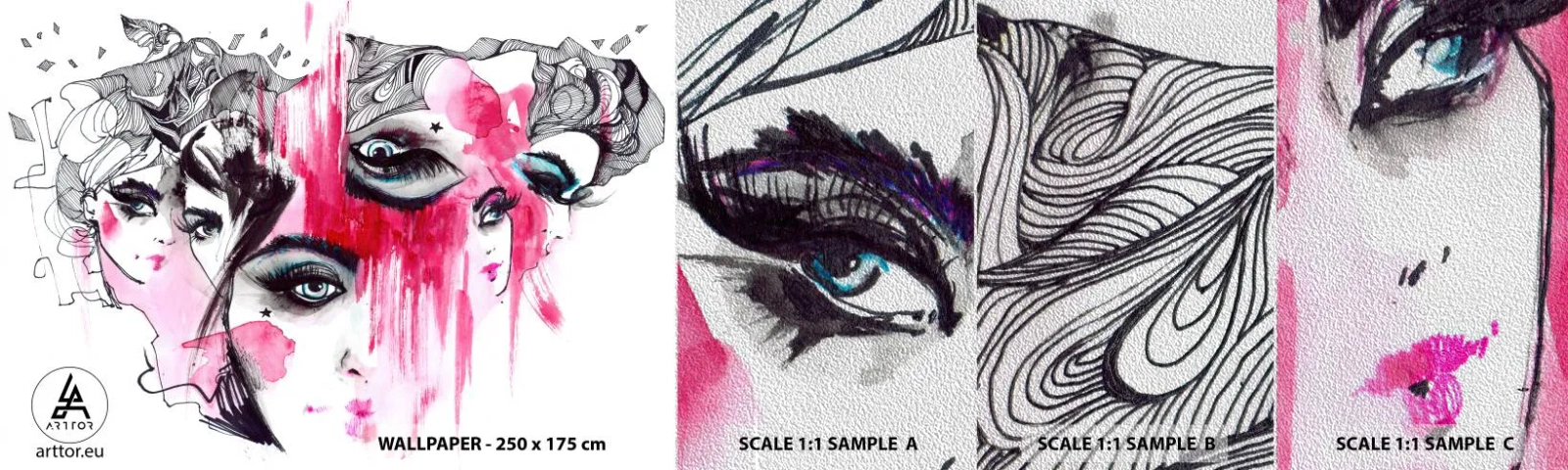 Fototapeten Muster Premium Sand - , - Das Auge der Frau, Das Gesicht einer Frau, Stück - 100x30 cm