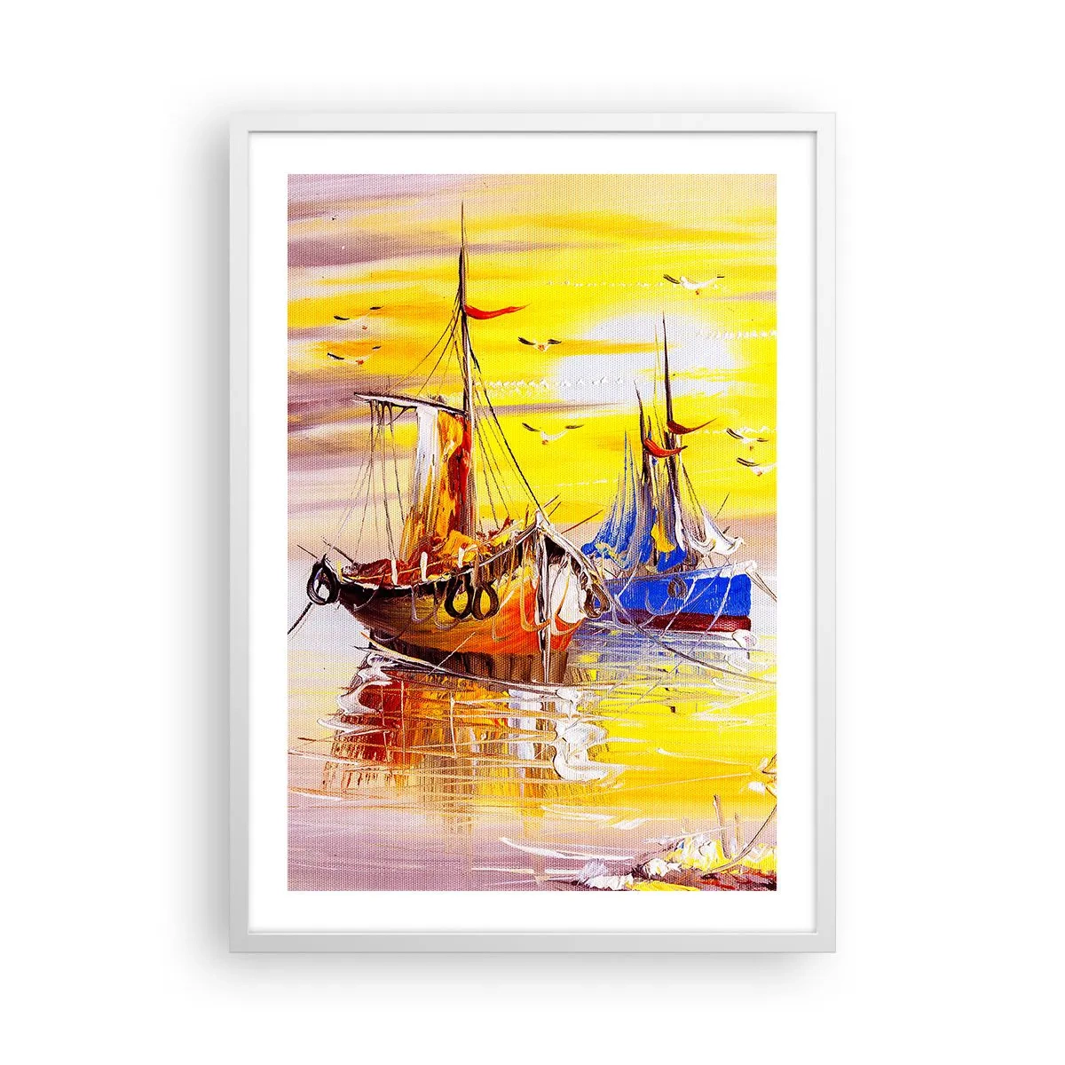 Poster in einem weißen Rahmen - Eine wohlverdiente Pause im Hafen - 50x70 cm