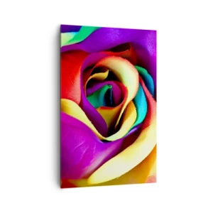 Bild auf Leinwand - Leinwandbild - Eine bunte Rose in Regenbogenfarben - 80x120cm - Es ist unmöglich - Moderne Wanddekoration für Wohnzimmer und Schlafzimmer ARTTOR