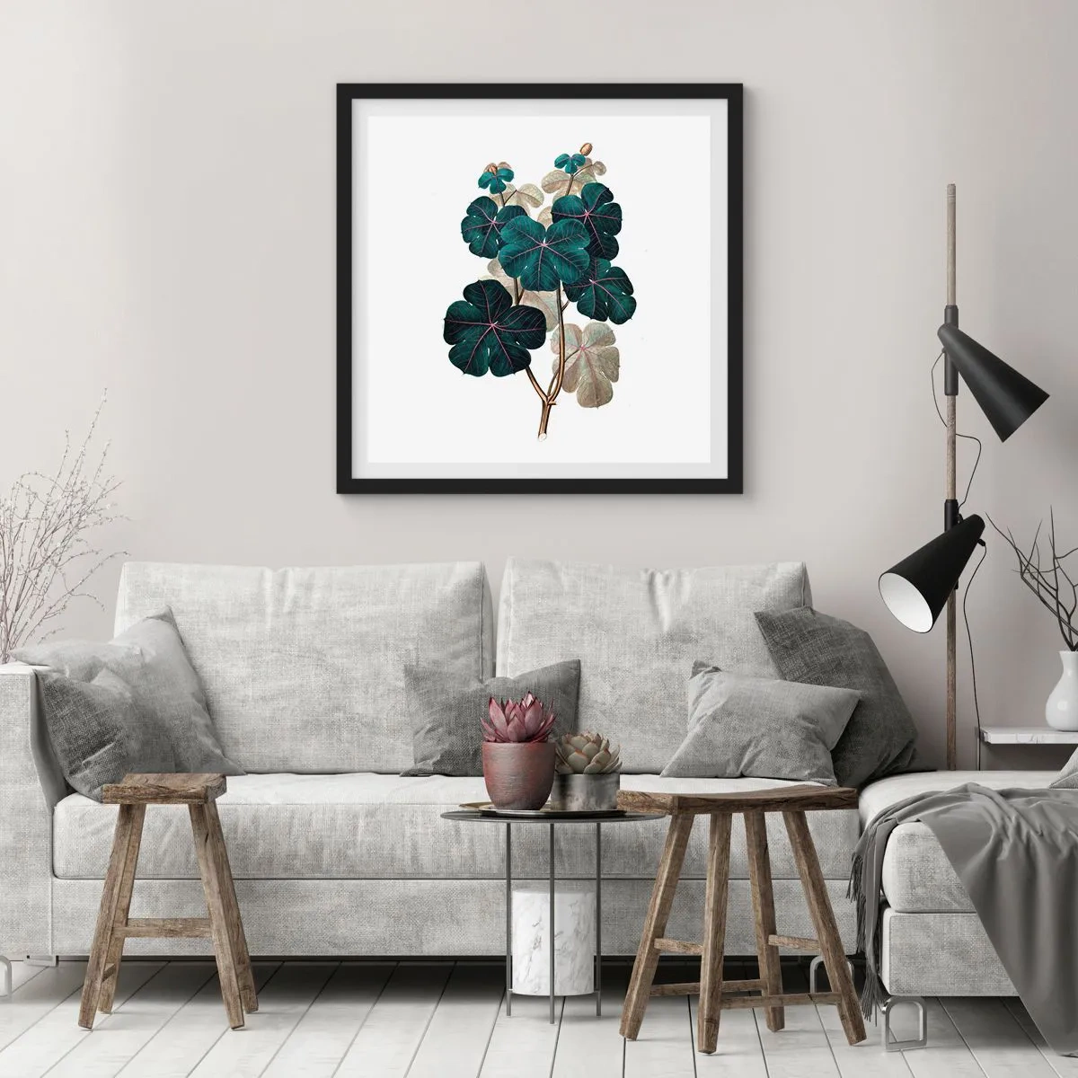 Poster in einem schwarzem Rahmen - Aus dem alten Herbarium - 60x60 cm