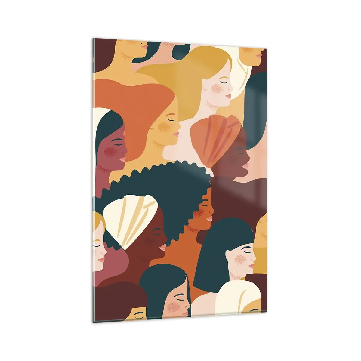Glasbild - Bild auf glas - Farbenfrohe Frauenprofile in verschiedenen Stilen - 80x120cm - Nur Weiblichkeit - Moderne Wanddekoration für Wohnzimmer und Schlafzimmer ARTTOR