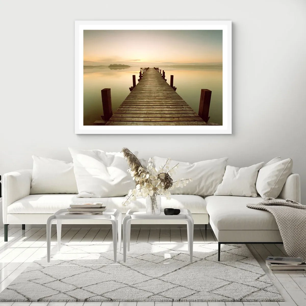 Poster in einem weißen Rahmen - Tagesanbruch, Morgendämmerung, Licht - 70x50 cm