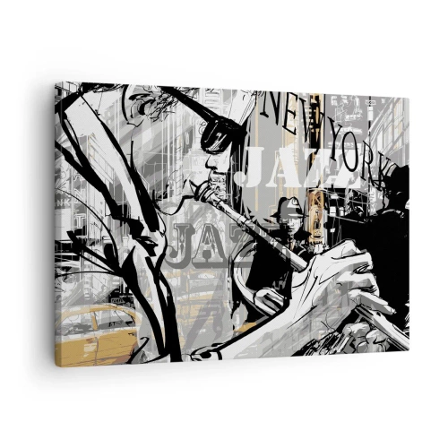 Bild auf Leinwand - Leinwandbild - New Yorker Jazzszene - 70x50cm - Im Rhythmus von New York - Moderne Wanddekoration für Wohnzimmer und Schlafzimmer ARTTOR