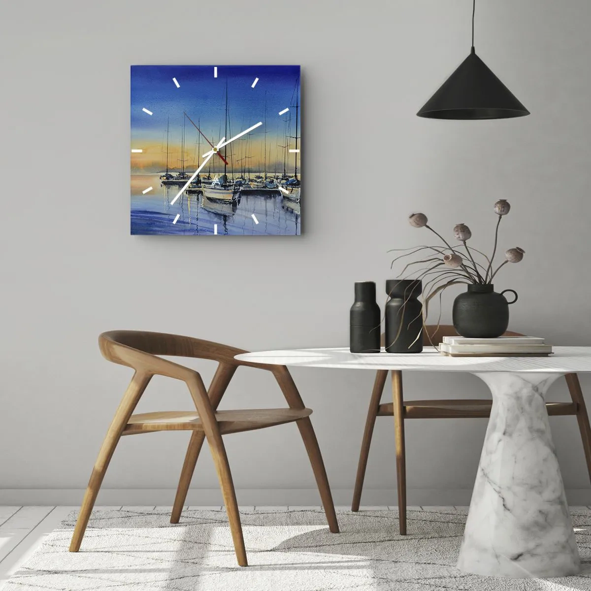 Wanduhr - Glasuhr - Ende eines guten Tages - 40x40 cm