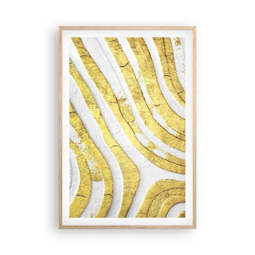 Poster in einem Rahmen aus heller Eiche - Komposition in Weiß und Gold - 61x91 cm
