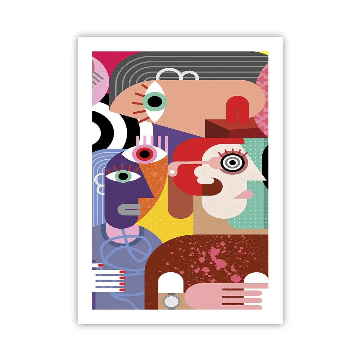 Poster - Bunte abstrakte Gesichter im kubistischen Stil - 50x70cm - Wir sind von Herrn Picasso - Moderne Wanddekoration für Wohnzimmer und Schlafzimmer ARTTOR