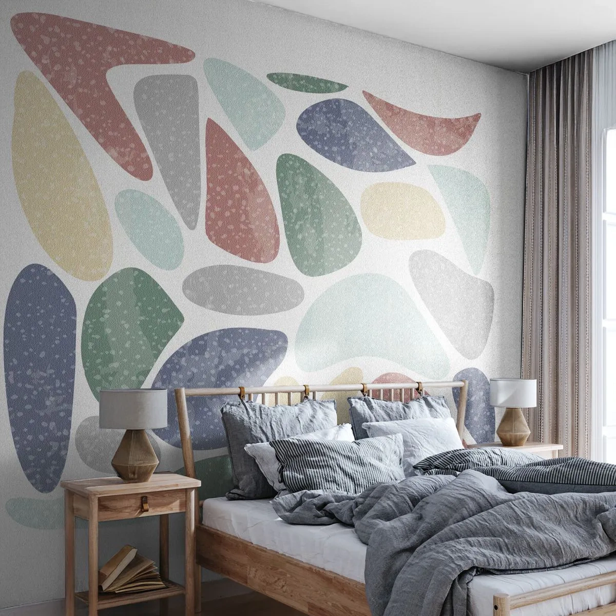 Selbstklebende Fototapete Deluxe Sticker - Mosaik aus pulverförmigen Farben - Minimalismus, Pastell, Boho - 150x105 cm