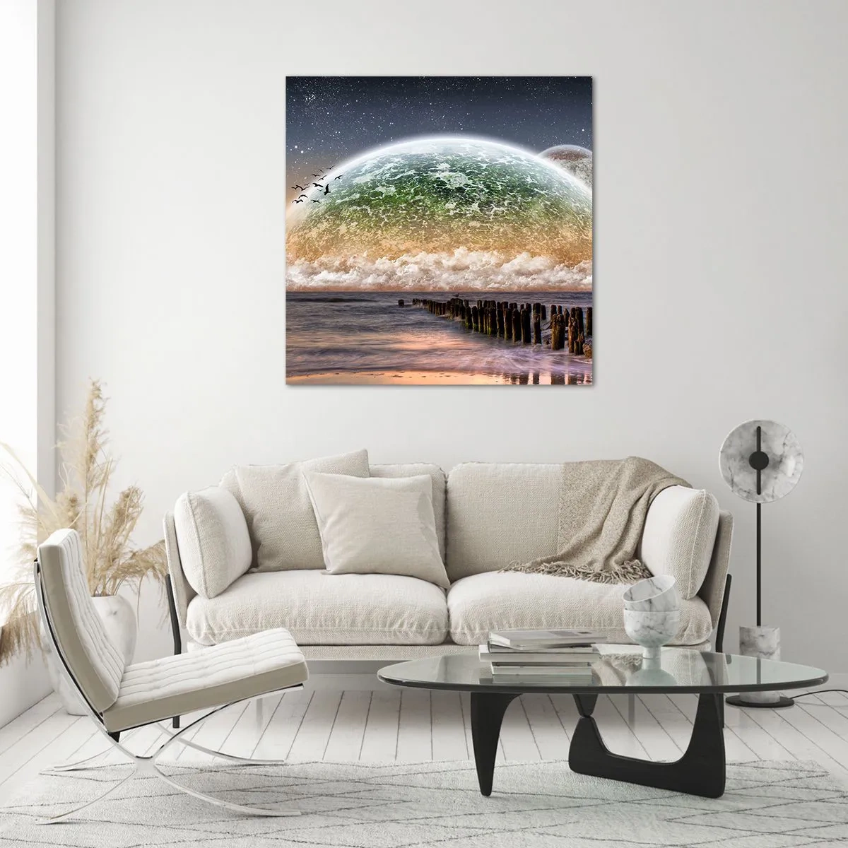 Glasbild - Bild auf glas - Und die Welt tauchte aus dem Wasser auf - 40x40 cm