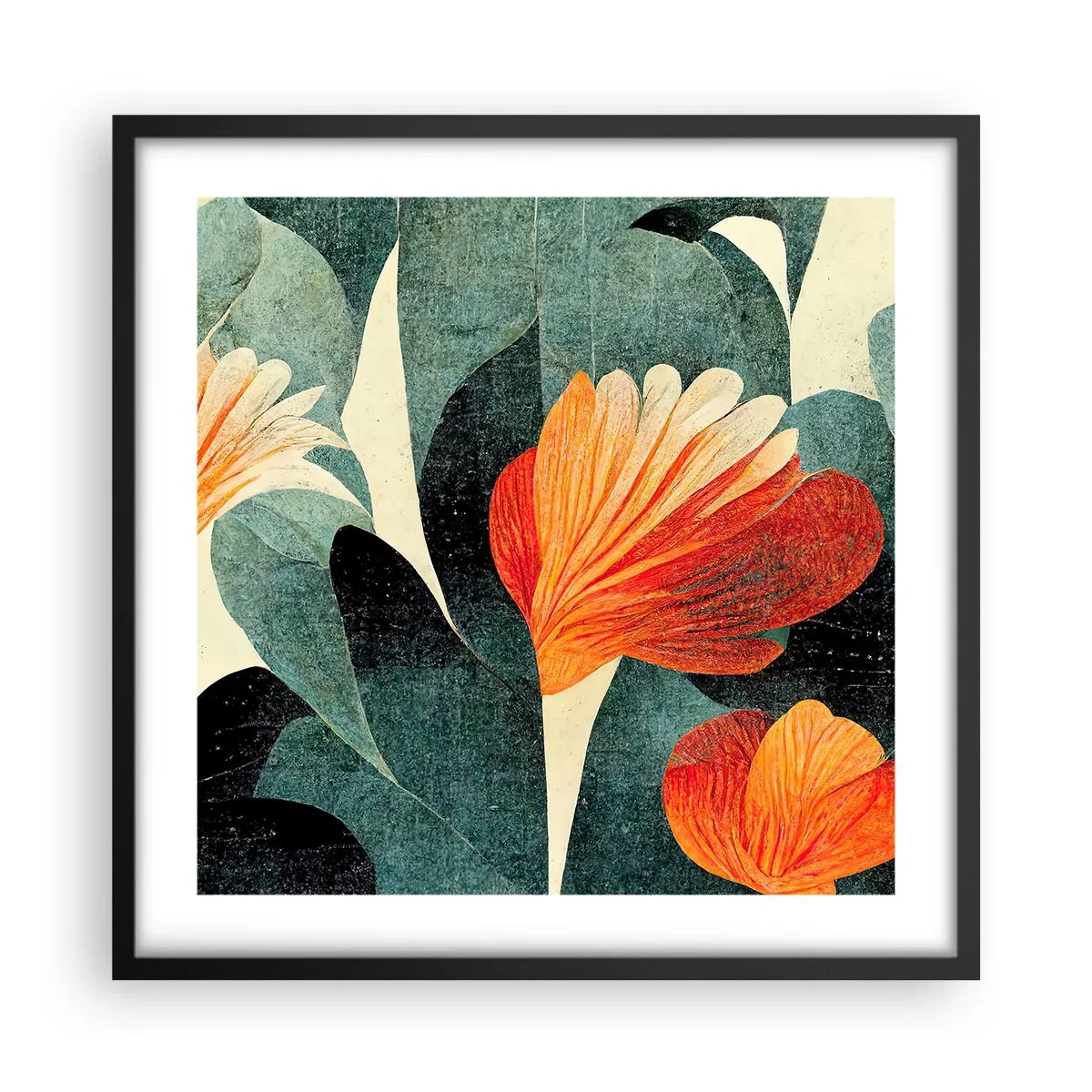 Poster in einem schwarzem Rahmen - Hitze der Tropen und Kühle des Grüns - 50x50 cm