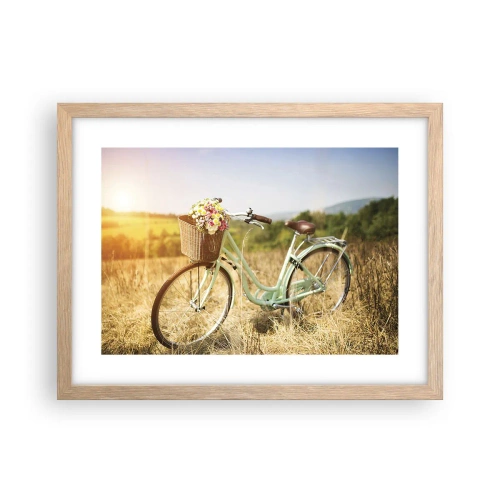 Poster in einem Rahmen aus heller Eiche - Ich bleibe eine Weile hier - 40x30 cm