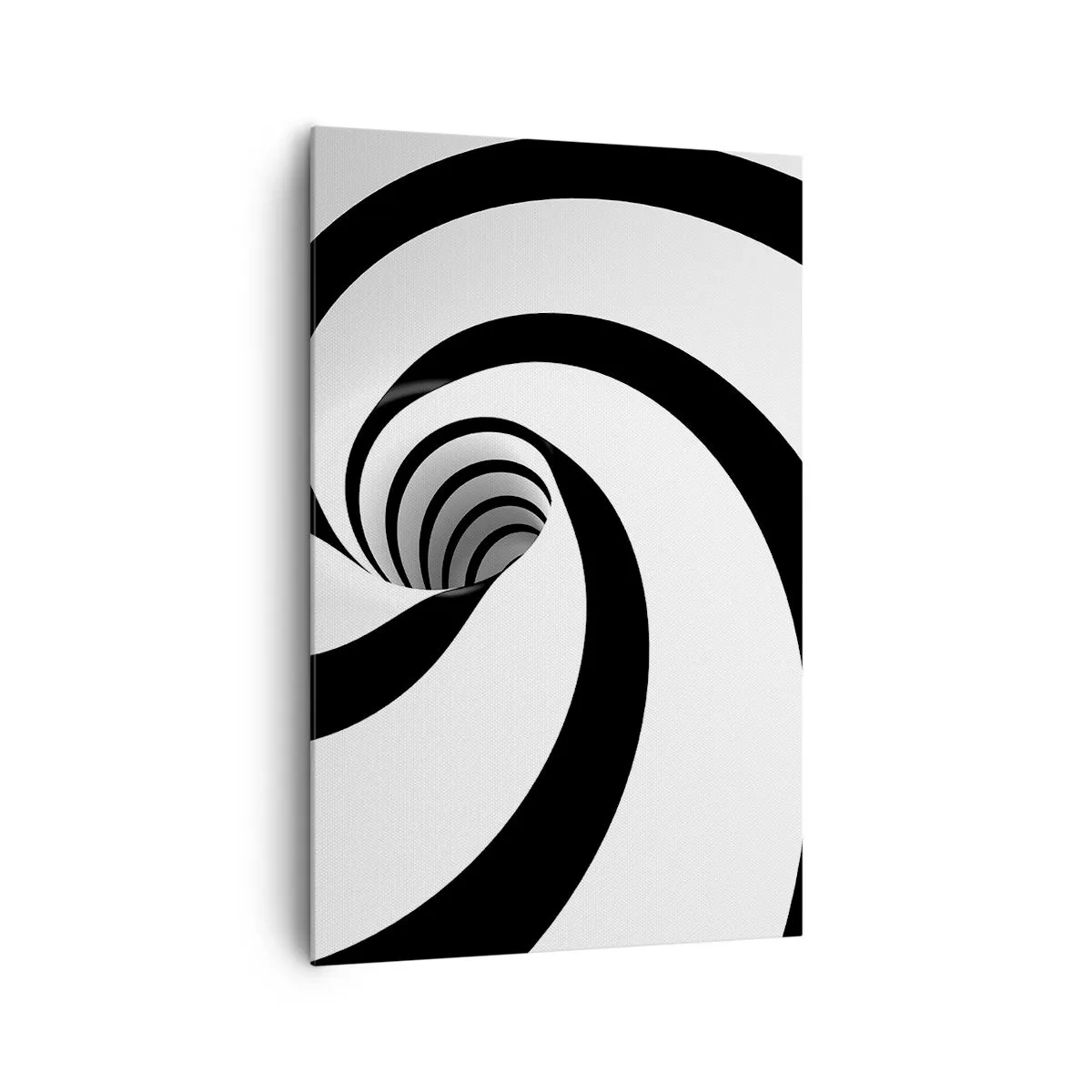 Bild auf Leinwand - Leinwandbild - Abstrakte schwarz-weiße Spirale mit Wirbeleffekt - 80x120cm - Dem Wirbel nachgeben? - Moderne Wanddekoration für Wohnzimmer und Schlafzimmer ARTTOR