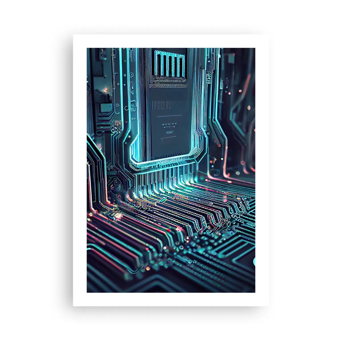 Poster - Eine futuristische Vision eines integrierten Schaltkreises - 50x70cm - Ich denke nur… - Moderne Wanddekoration für Wohnzimmer und Schlafzimmer ARTTOR