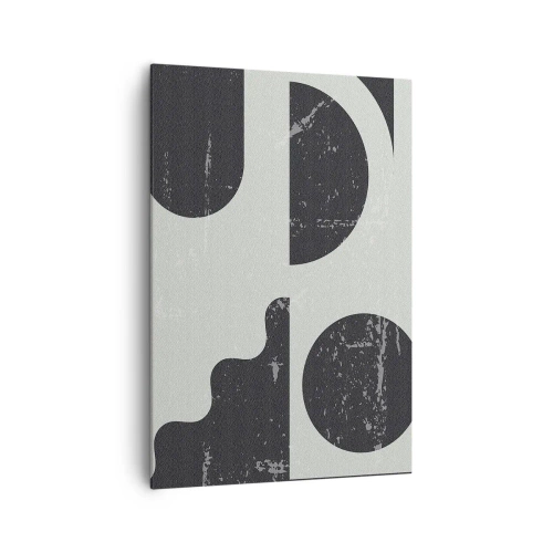 Bild auf Leinwand - Leinwandbild - Geometrische Muster in Schwarz- und Grautönen - 70x100cm - Komposition oben und unten - Moderne Wanddekoration für Wohnzimmer und Schlafzimmer ARTTOR