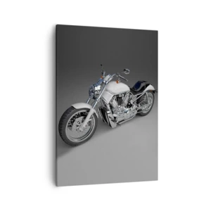Bild auf Leinwand - Leinwandbild - Weißes Cruiser-Motorrad auf grauem Hintergrund - 50x70cm - So dass man hinknien möchte - Moderne Wanddekoration für Wohnzimmer und Schlafzimmer ARTTOR