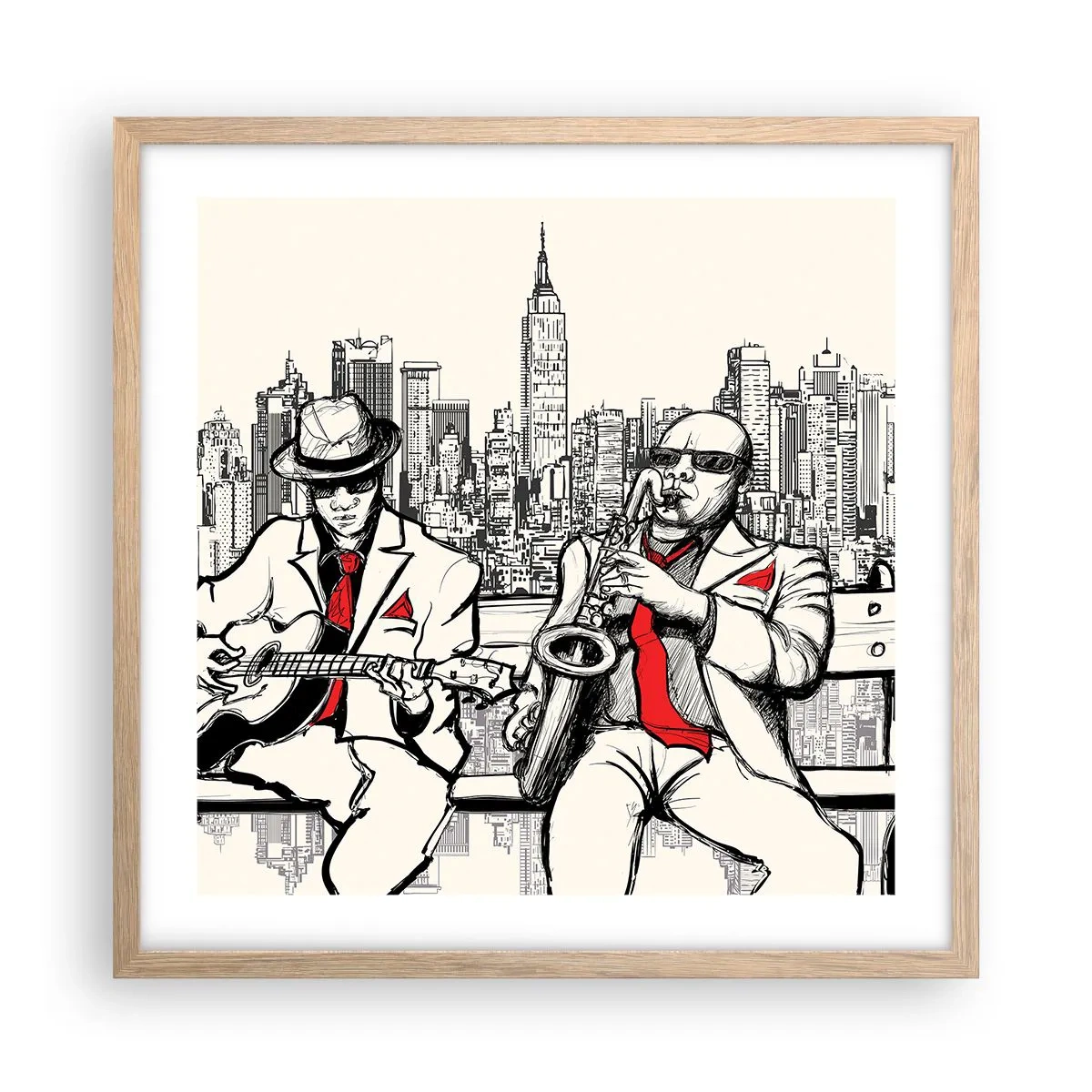 Poster in einem Rahmen aus heller Eiche - New Yorker Improvisation - 50x50 cm