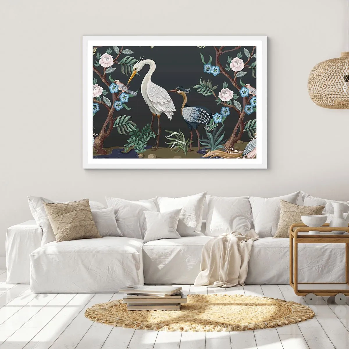 Poster in einem weißen Rahmen - Vogelparade - 91x61 cm