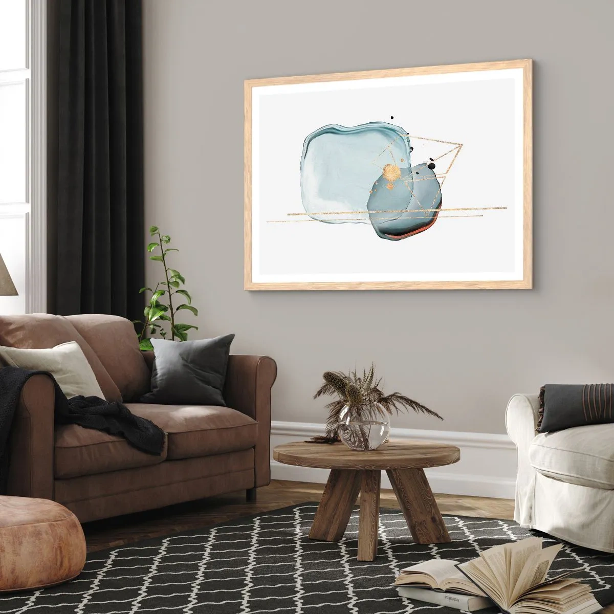 Poster in einem Rahmen aus heller Eiche - Eine Studie über Tropfen - 40x30 cm