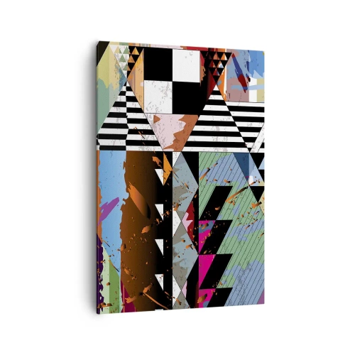 Bild auf Leinwand - Leinwandbild - Abstrakte geometrische Komposition mit lebendigen Farben - 70x100cm - Geometrisch und organisch - Moderne Wanddekoration für Wohnzimmer und Schlafzimmer ARTTOR