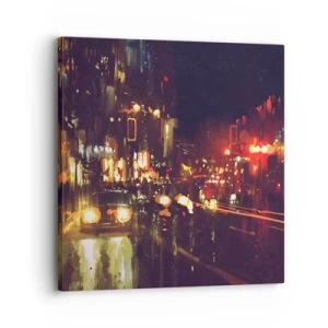 Bild auf Leinwand - Leinwandbild - Eingetaucht in die Lichter der Nacht - 30x30 cm