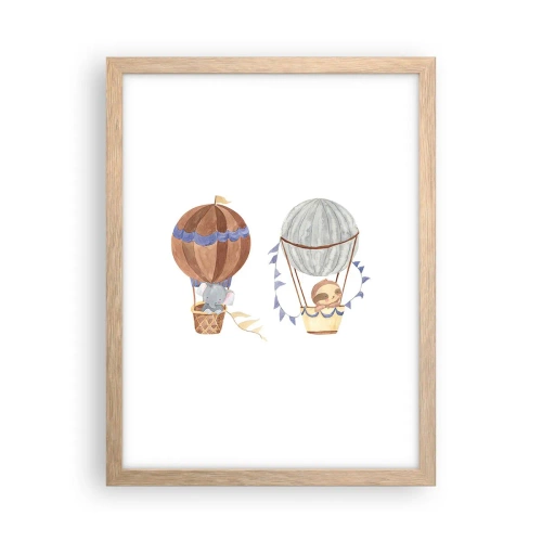 Poster in einem Rahmen aus heller Eiche - Freunde auf Reise - 30x40 cm