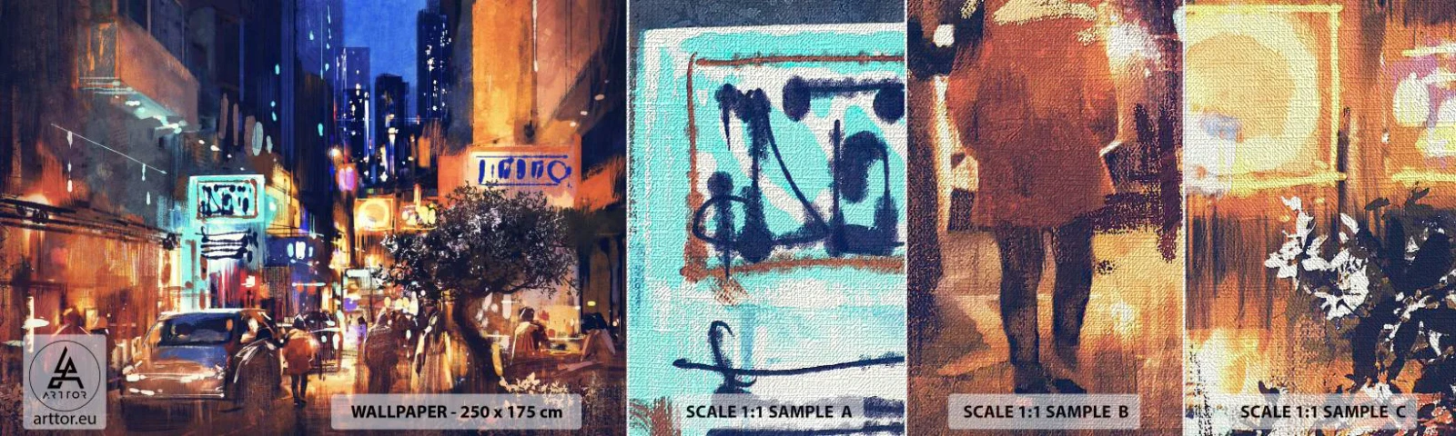 Fototapeten Muster Premium Canvas - Und die Stadt ist wach - Stadt, Menschen, Die Architektur - 100x30 cm