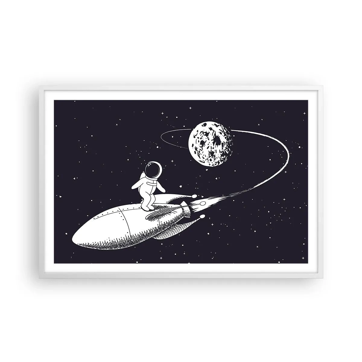 Poster in einem weißen Rahmen - Weltraumsurfer - 91x61 cm