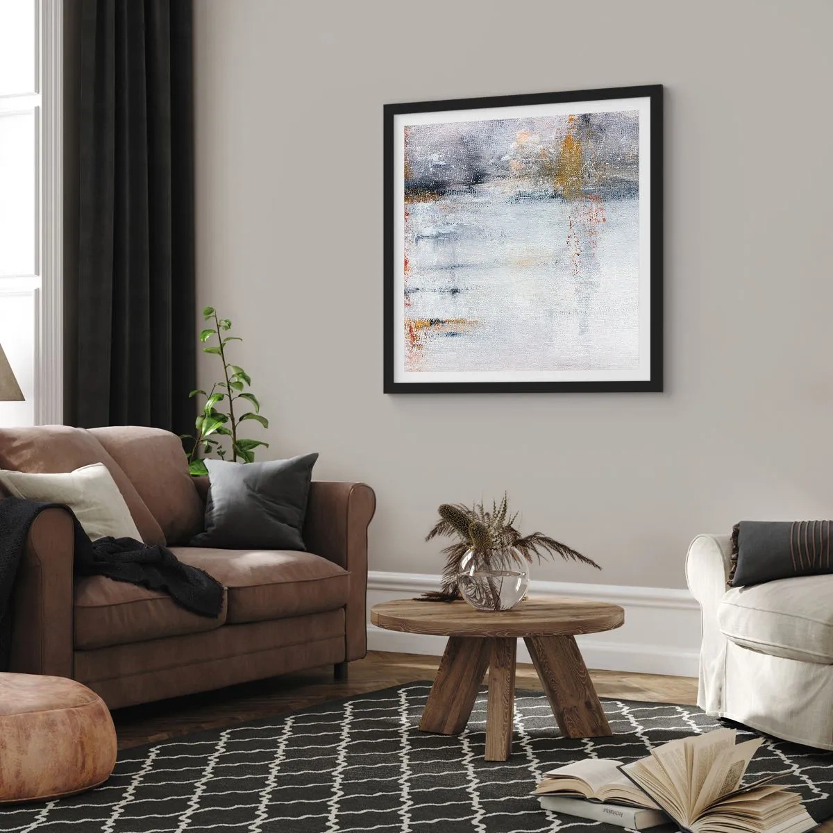 Poster in einem schwarzem Rahmen - Hinter dem Luftvorhang - 50x50 cm