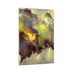 Glasbild - Bild auf glas - Künstlerische Silhouette einer Frau mit der Natur im Hintergrund - 80x120cm - Mutter Natur - Moderne Wanddekoration für Wohnzimmer und Schlafzimmer ARTTOR