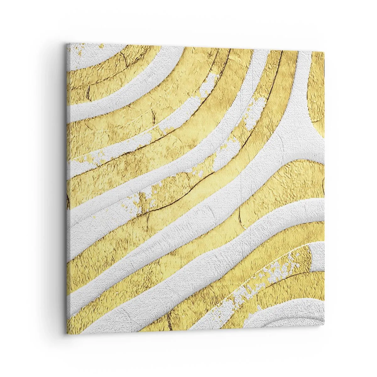 Bild auf Leinwand - Leinwandbild - Komposition in Weiß und Gold - 50x50 cm