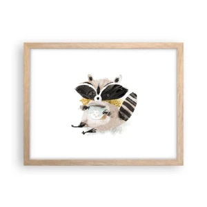 Poster in einem Rahmen aus heller Eiche - Mein Freund der Waschbär - 40x30 cm