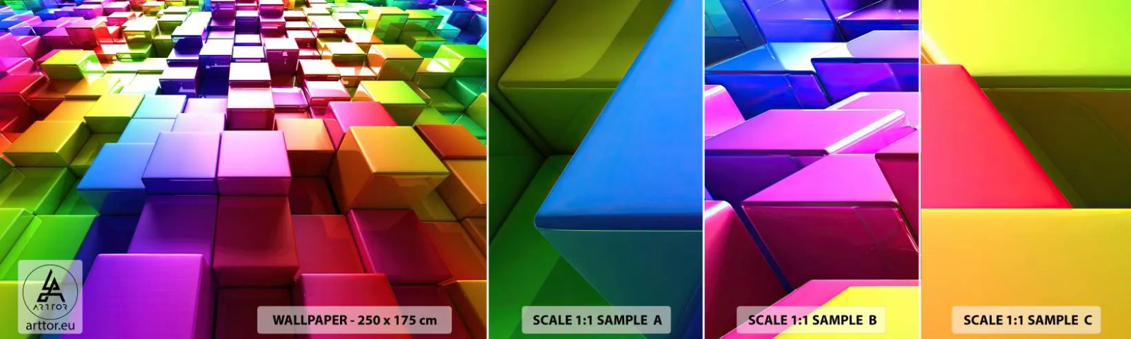 Fototapetenmuster Standard Eco - Op-Art gemeinsam im Team - Abstraktion, Grafik, 3D - 100x30 cm