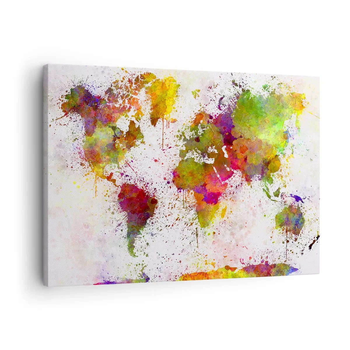 Bild auf Leinwand - Leinwandbild - Eine farbenfrohe Weltkarte im abstrakten Stil - 70x50cm - Irgendwie ist es gleich geworden - Moderne Wanddekoration für Wohnzimmer und Schlafzimmer ARTTOR