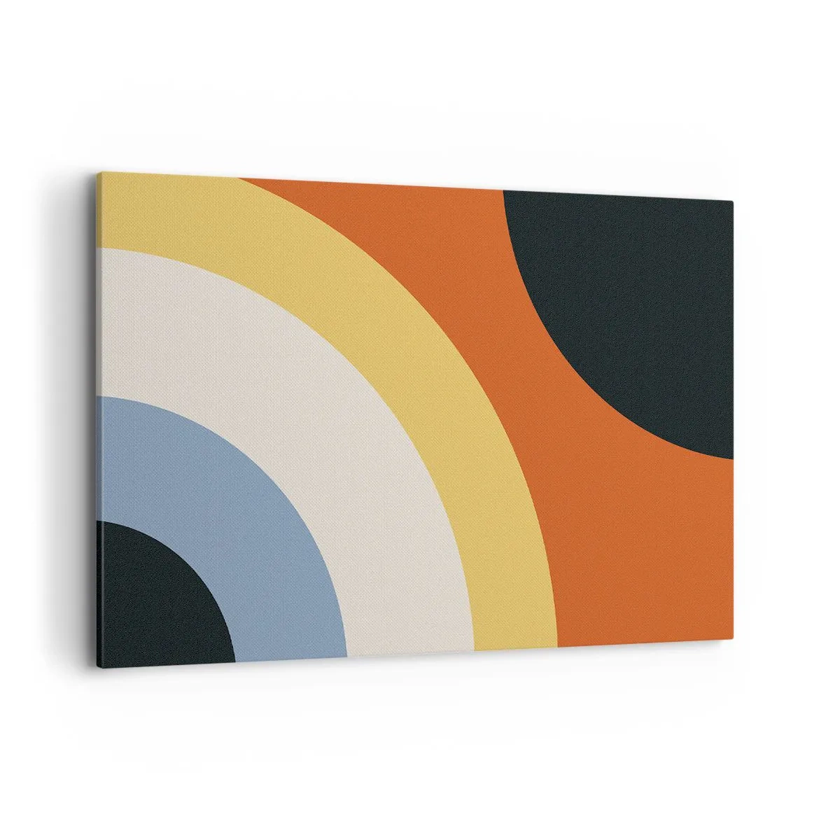 Bild auf Leinwand - Leinwandbild - Abstraktes Kunstwerk mit bunten Bögen und kontrastierenden Kreisen - 120x80cm - Zu mir selbst - Moderne Wanddekoration für Wohnzimmer und Schlafzimmer ARTTOR