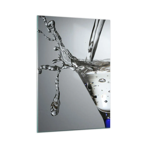 Glasbild - Bild auf glas - Flüssigkeit in einem Martini-Glas spritzt vor grauem Hintergrund - 50x70cm - Am Rand der Tasse - Moderne Wanddekoration für Wohnzimmer und Schlafzimmer ARTTOR