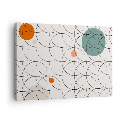 Bild auf Leinwand - Leinwandbild - Geometrisches Muster mit bunten Kreisen auf hellem Hintergrund - 70x50cm - Im Pop-Art-Geist - Moderne Wanddekoration für Wohnzimmer und Schlafzimmer ARTTOR