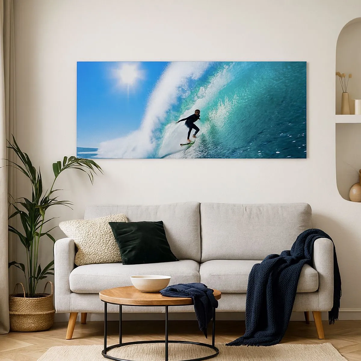 Bild auf Leinwand - Leinwandbild - Durch das große Blau - 100x40 cm