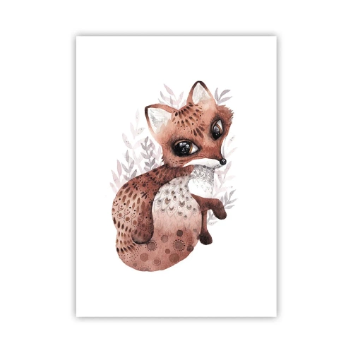 Poster - Ein süßer Aquarellfuchs auf weißem Hintergrund - 50x70cm - Einfach lieben - Moderne Wanddekoration für Wohnzimmer und Schlafzimmer ARTTOR